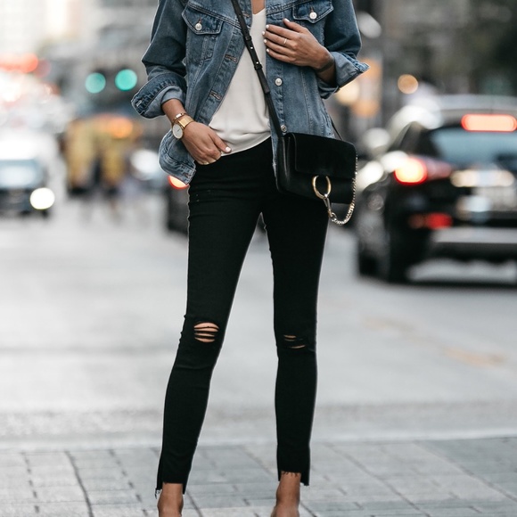 Joe's Jeans Denim - Womens Joe Black Denim jeans with frayed hem and lots of stretch